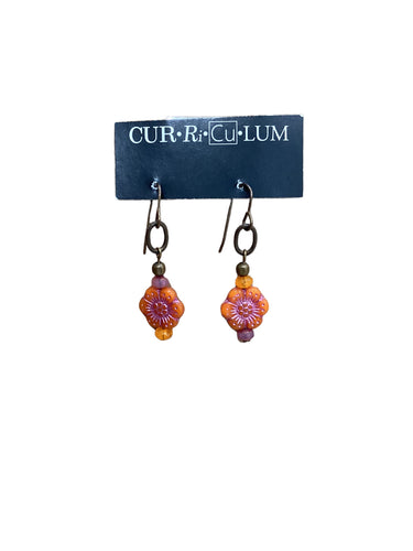 Orange and Pink Wild Rose Earrings