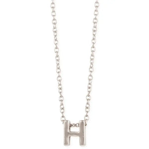 Silver Initial Charm Necklace - Letter H