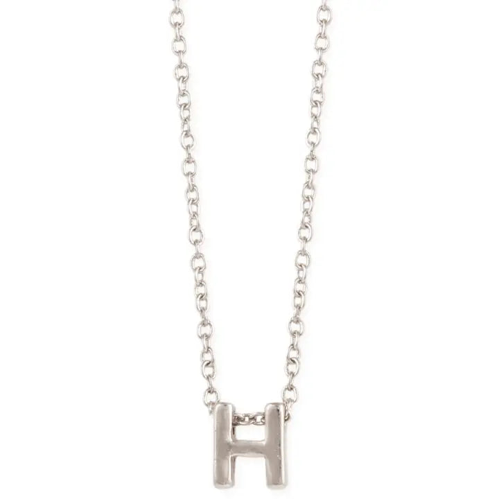 Silver Initial Charm Necklace - Letter H