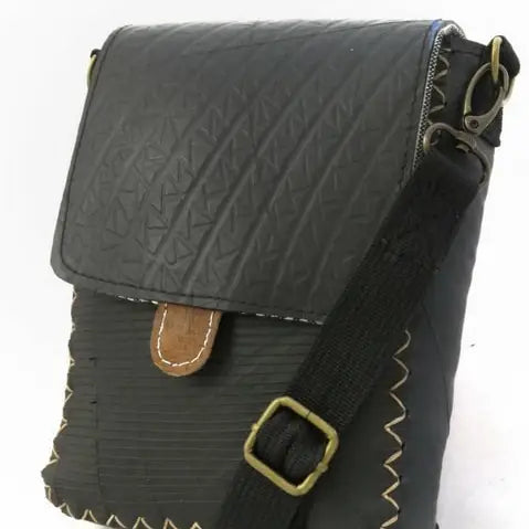 Recycled Rubber Crossbody Small Stitched Bag