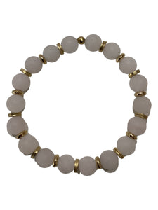 Large Stone Stretch Bracelet - Rose Quartz/Brass