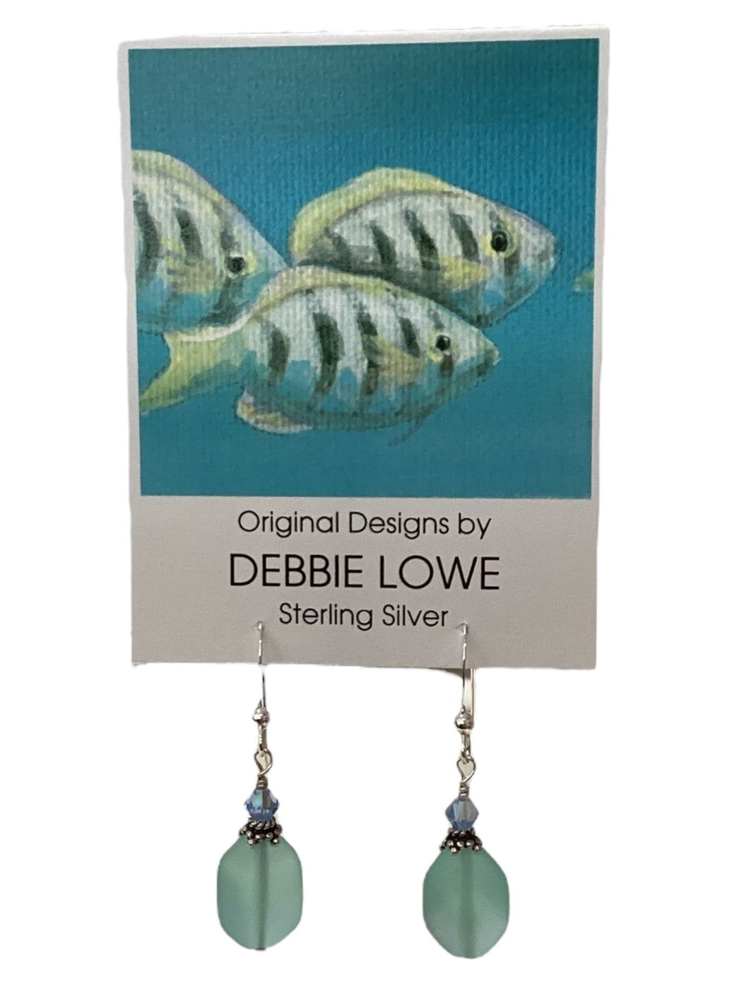 Aqua Sliding w/ Blue Crystal Earrings