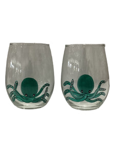 Stemless Wine Glass Set - Octopus