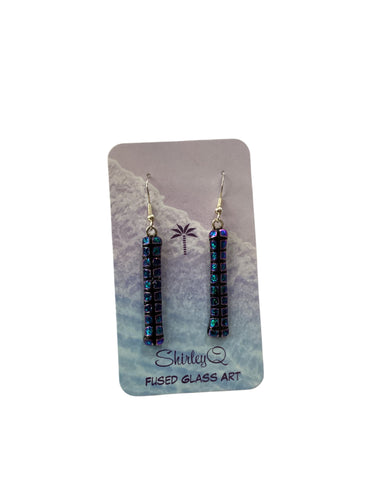 Medium Blue + Purple Dichro Dangle Earrings