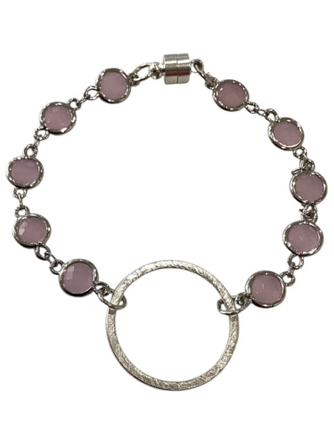 Crystal Bracelet with Circle - Silver/Rose
