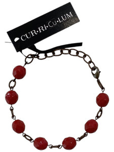 Red Faceted Round Czech Glass Bracelet