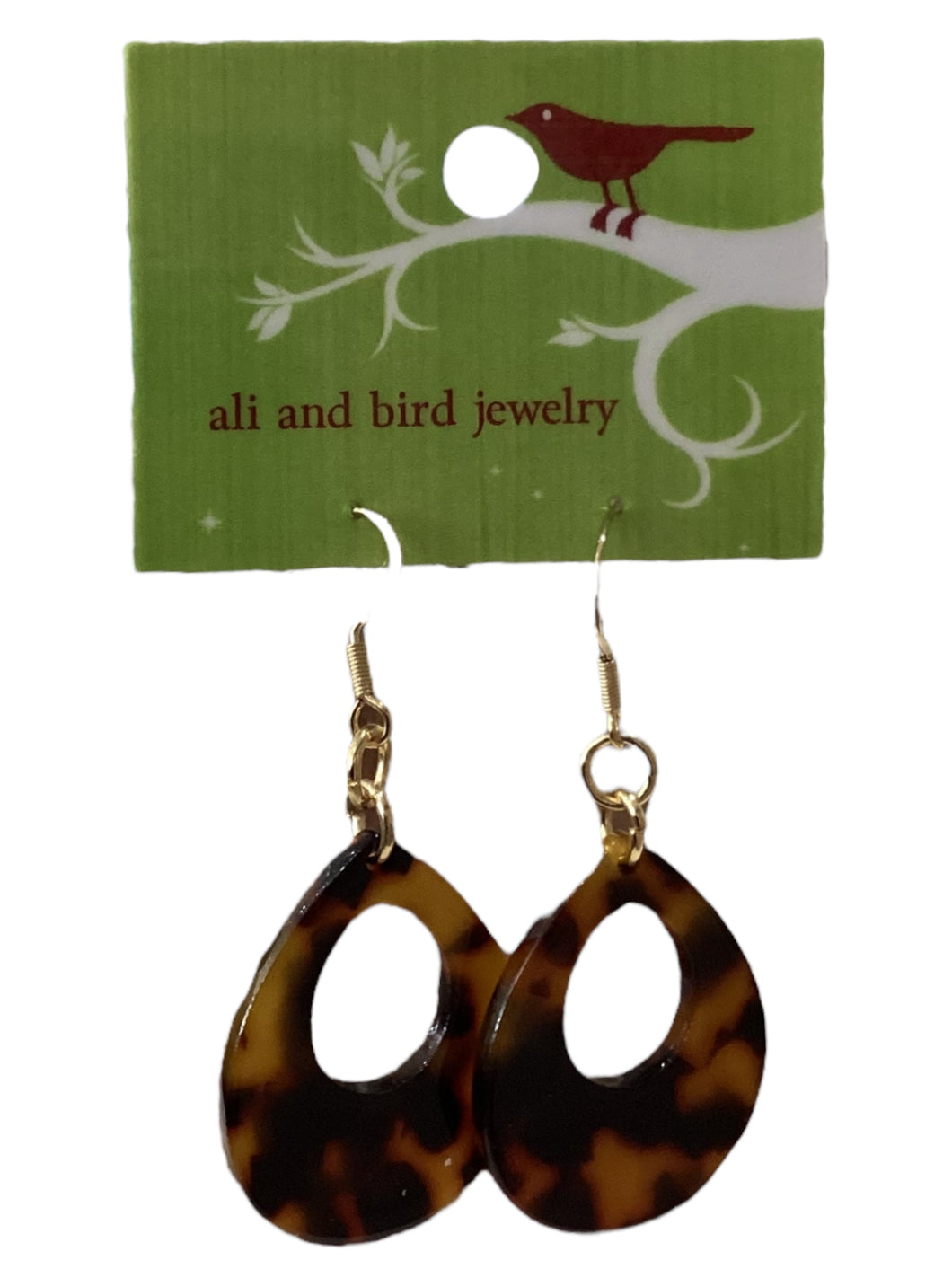 Tortoise Teardrop Earrings - Gold/Tortoise