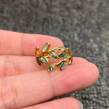 Abalone Shell Leaf Ring - 18k Gold