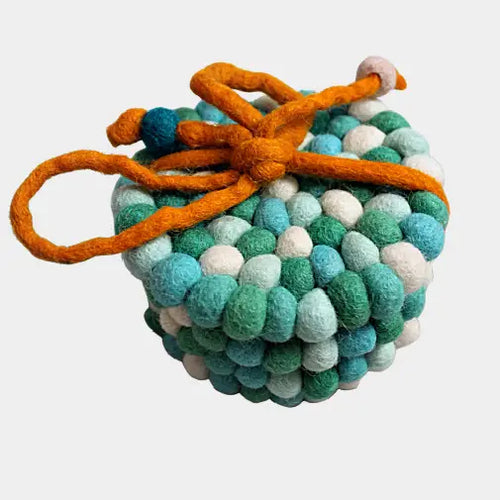 Felt Ball Coasters - Set of 4 - Turquoise