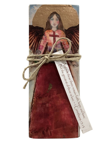 Small Wood Block Angel