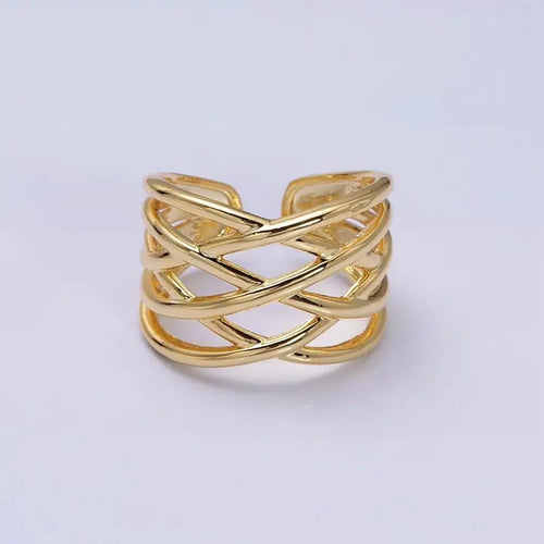 16K Gold Filled Geometric Multiple Band Ring