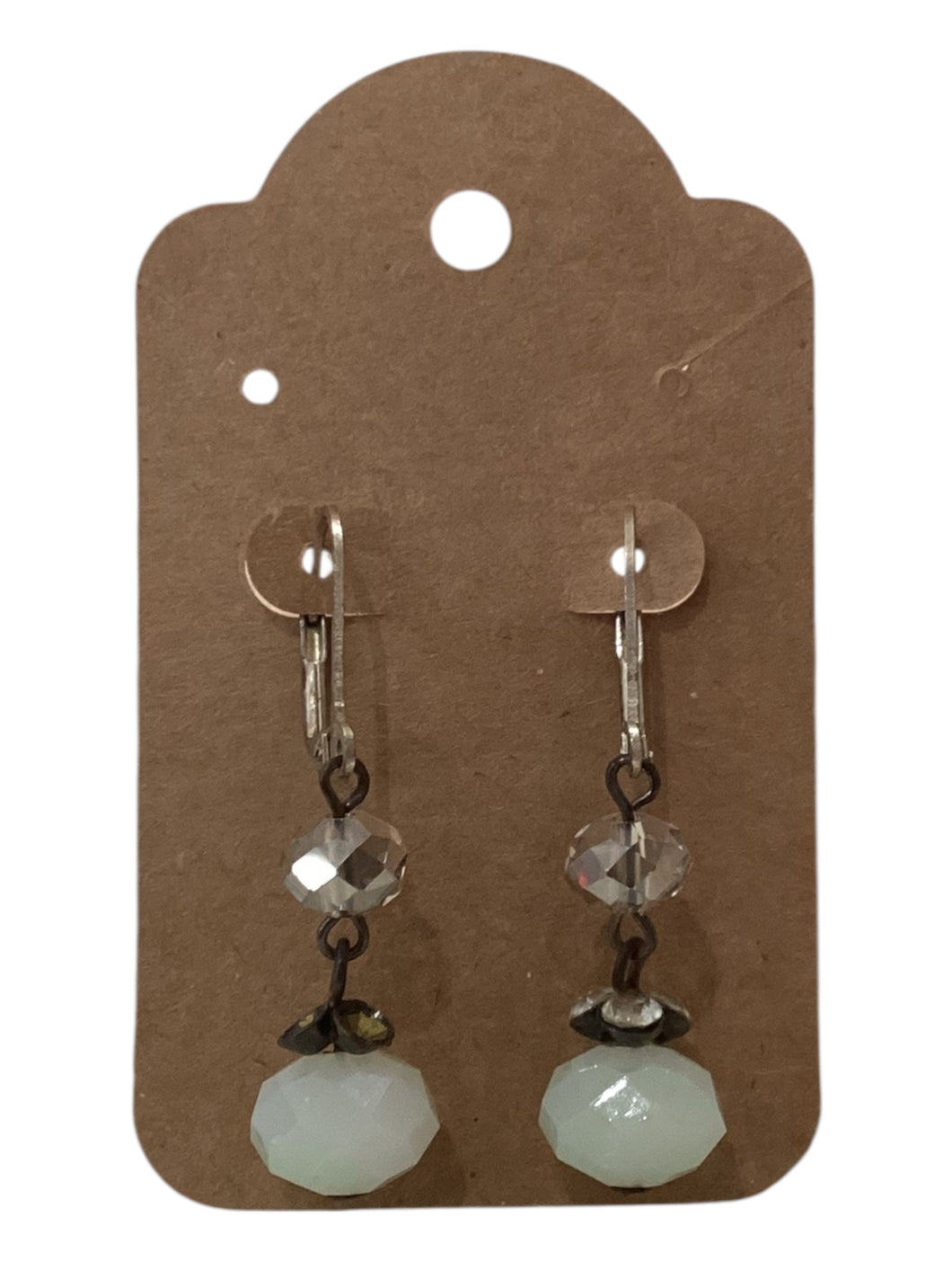 Vintage Earrings - Pale Green & Clear