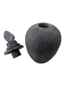 Raku Fired Lidded Vessel with Labradorite