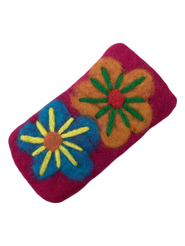 Felted Flower Eyeglass Holder - Magenta