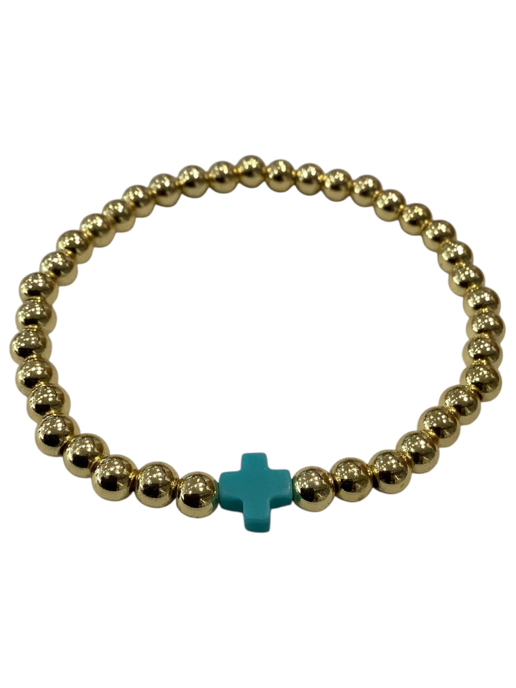 Cross & Gold Bead Bracelet