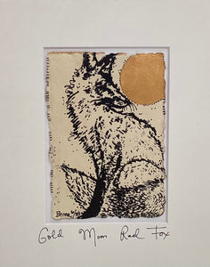 Gold Moon Red Fox - Original - 8" x 10"