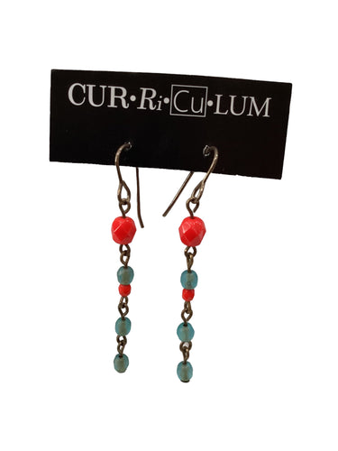 Small Blue and Red Bead Earrings