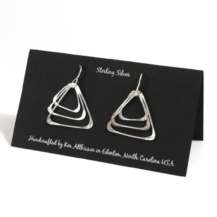 Sterling Silver Earrings 3 Multiple Triangles