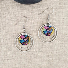 Alcohol Ink Stainless Steel Double Hoop Circle Earrings