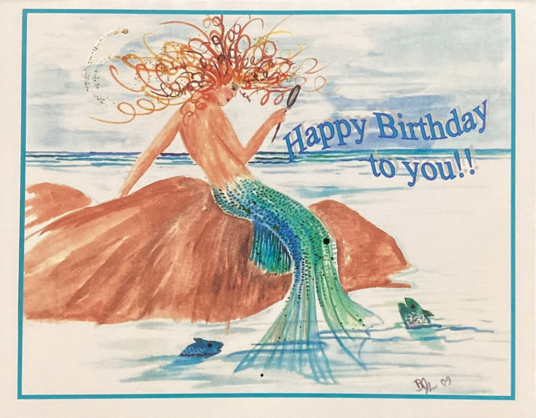 Notecard - The Mermaid with Looking Glass - Birthday