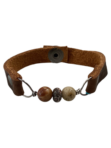 Genuine Leather & Natural Stones Bracelet
