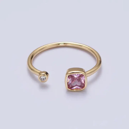 Double Mini Cubic Zirconia Adjustable Gold Ring