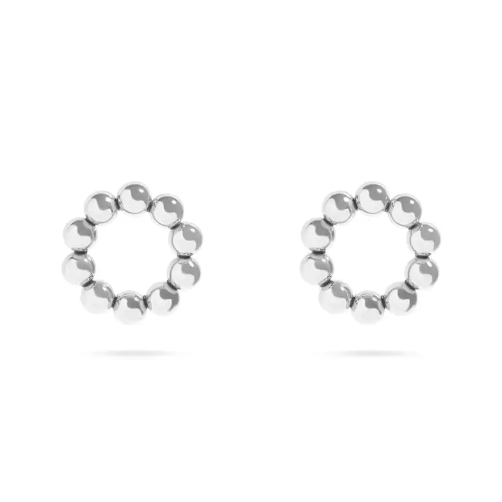 15mm 18K Gold PVD Stainless Steel Circle Ball Stud Earrings - Stainless