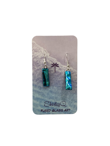 Small Teal Dichro Dangle Earrings