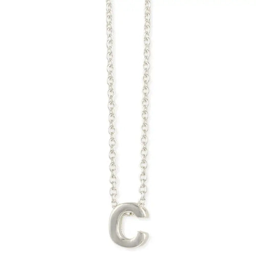 Silver Initial Charm Necklace - Letter C