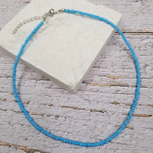 Boho Layered Colorful Seed Beads Necklace - Blue