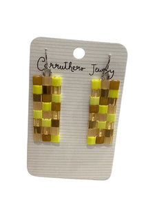 Yellow + Gold Tile Earrings