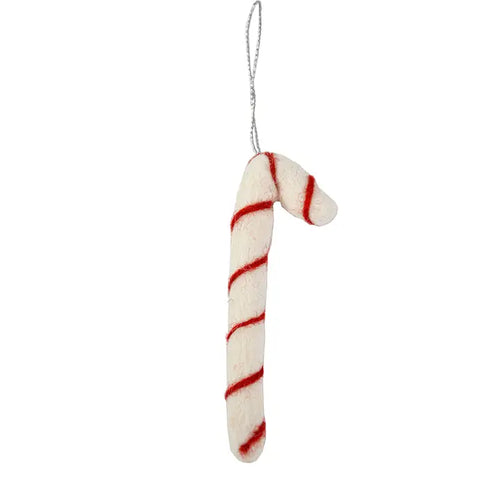 Felt Candy Cane Hanging Ornament - White