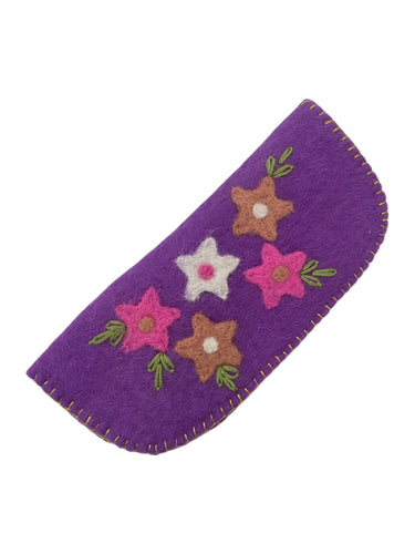 Felt Embroidered Eyeglass Holder - Small - Purple
