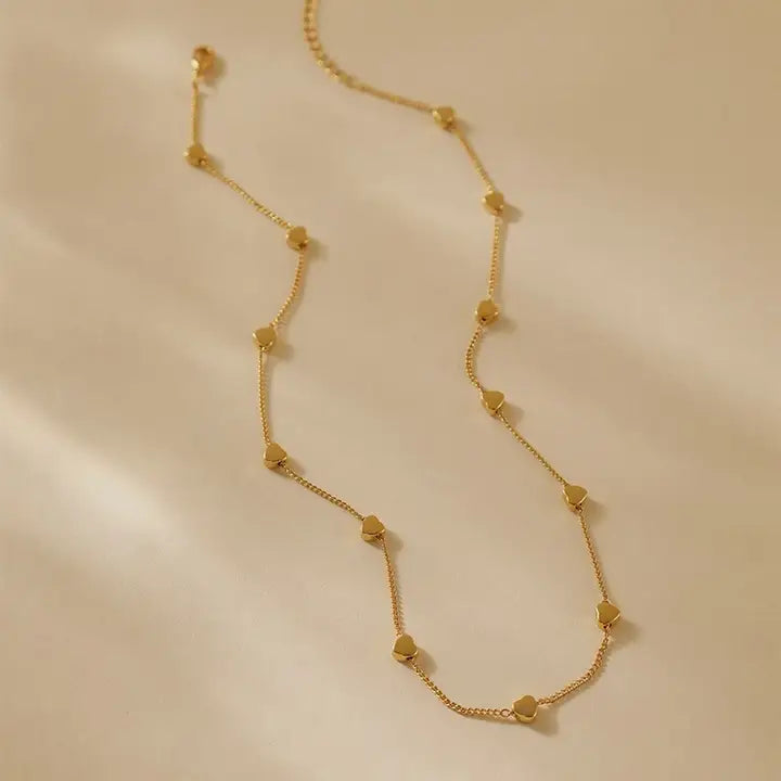18K Stainless Steel Heart Necklace - Gold