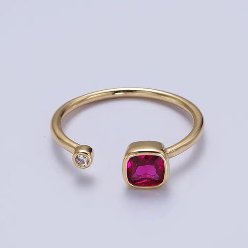 Double Mini Cubic Zirconia Adjustable Gold Ring