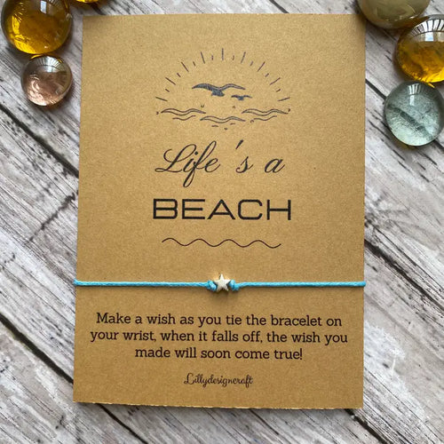 Life's A Beach Wish Bracelet - Blue