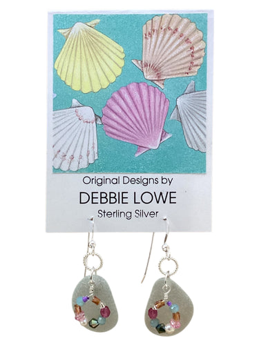 Sea Glass with Micro Beads Earrings