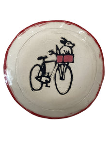 Dog on Bike Dish - Red/Black