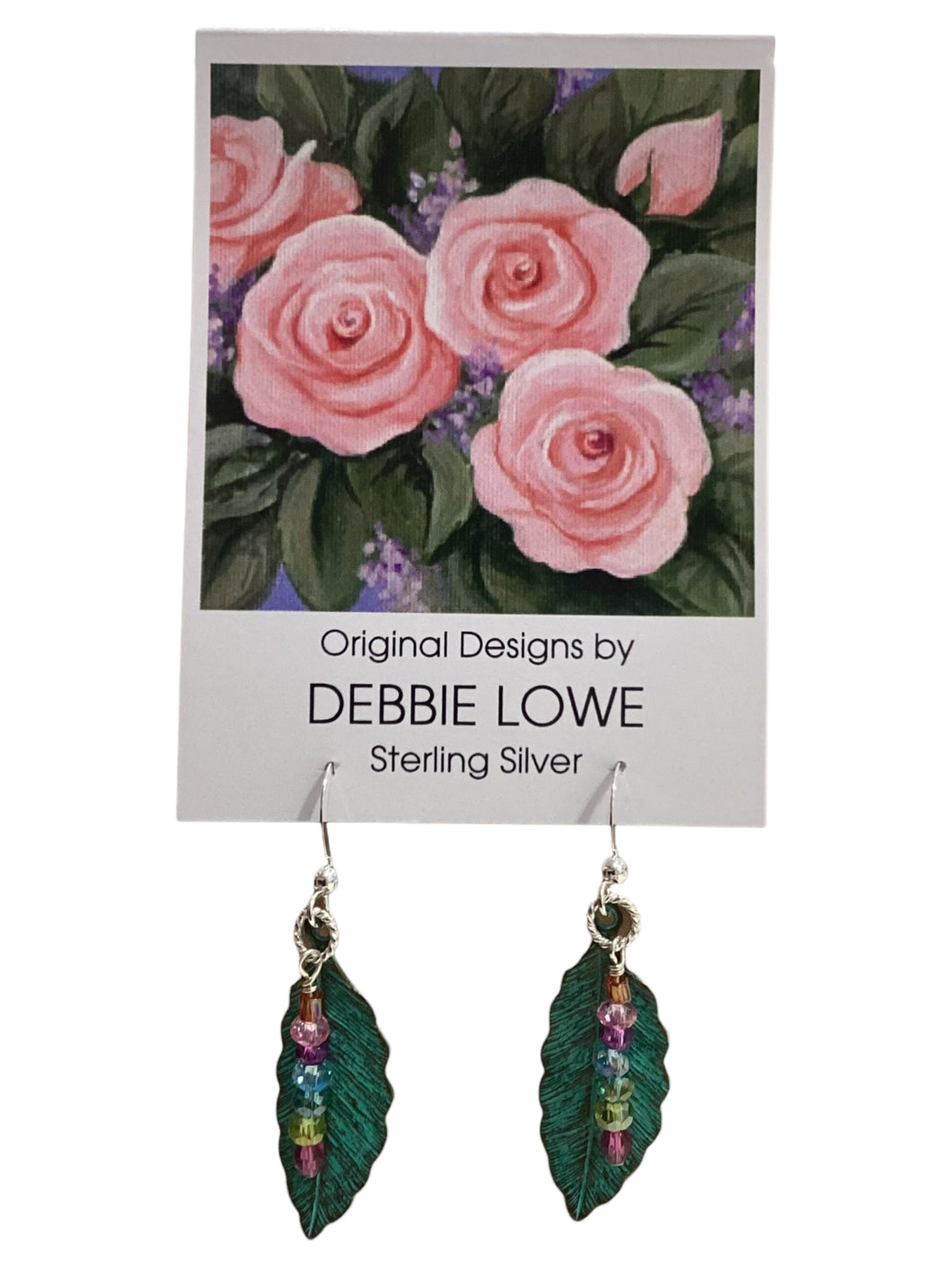 Leaves with Stacked Crystals Earrings