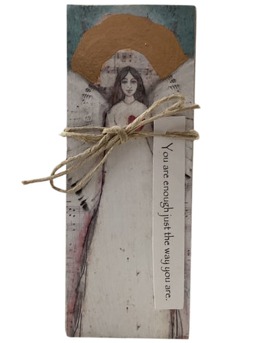 Small Wood Block Angel - You are enough just as you are.
