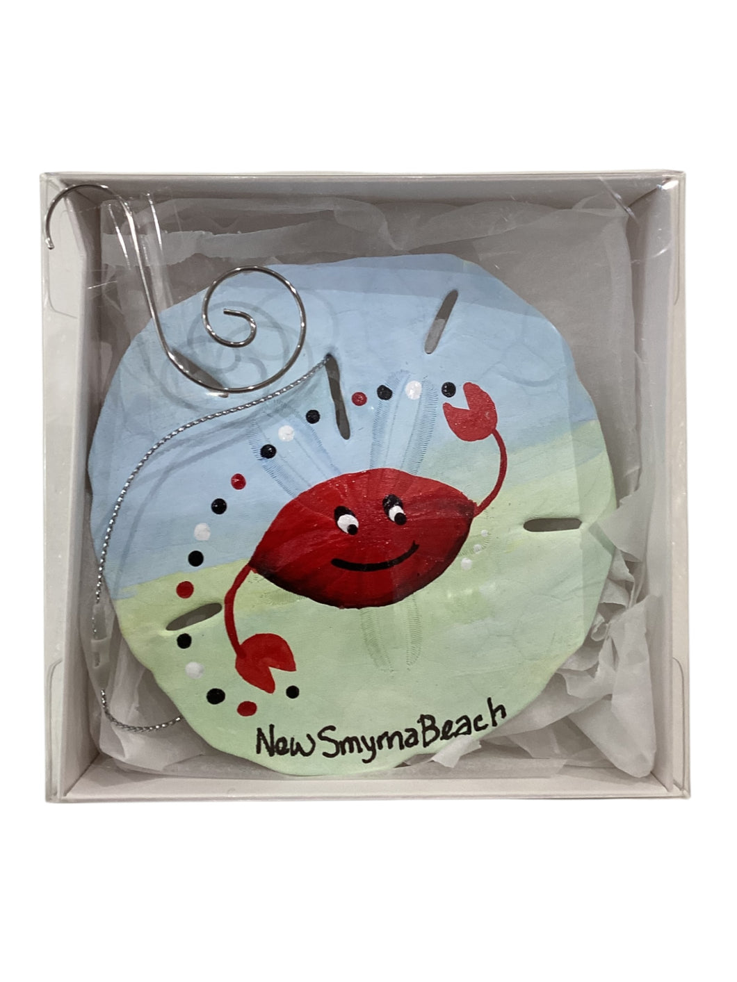 Sand Dollar Ornament - Red Crab