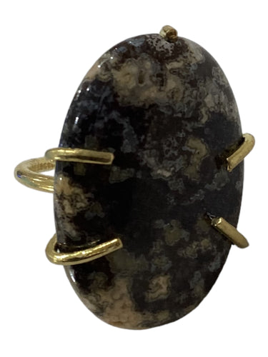 Gemstone/Brass Adjustable Ring - Jasper