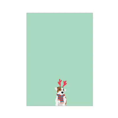 Winter Jack Russell Terrier with Antlers Holiday Notepad