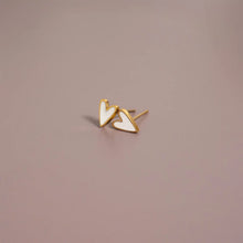 18K Gold Pvd Stainless Steel White Heart Stud Earrings- Gold