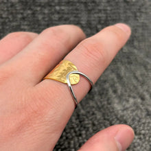 Two Toned Half Hollow Ring - 18k Gold