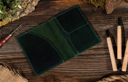Genuine Leather Passport Holder Case - Green