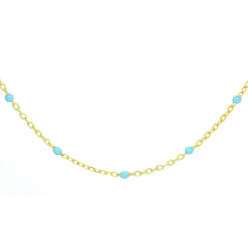 Sweet Blue Chain - Gold Plated Sterling Silver