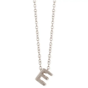 Silver Initial Charm Necklace - Letter E