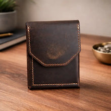Genuine Full-Grain Leather Minimalist Wallet, Flap Closure