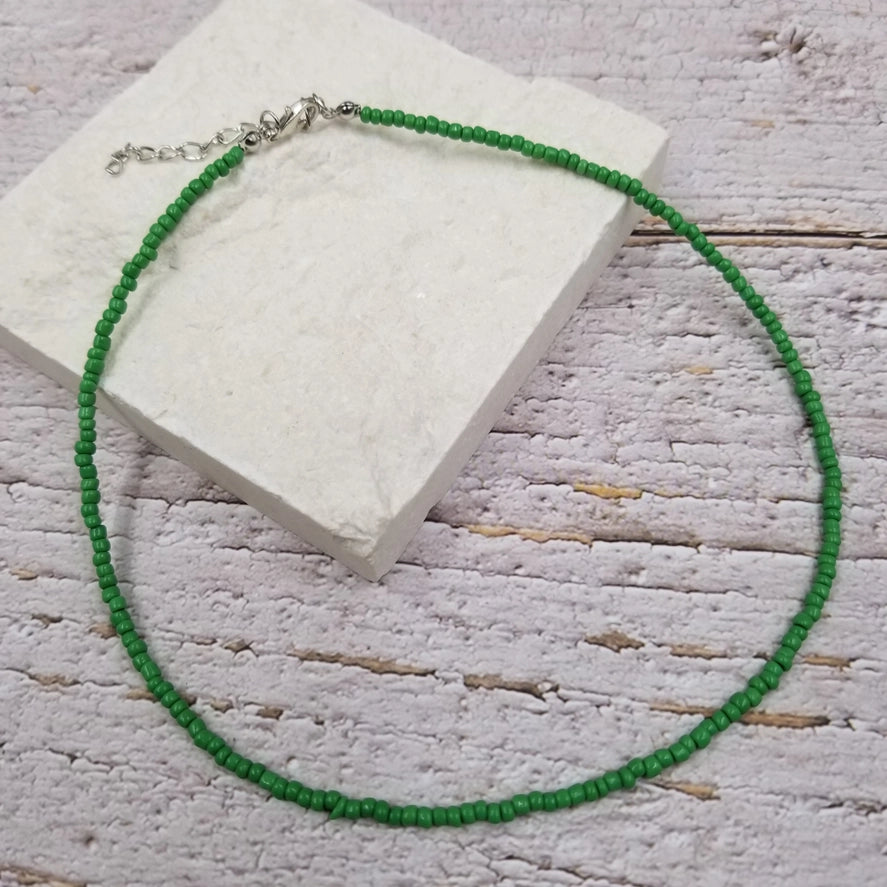 Boho Layered Colorful Seed Beads Necklace - Green